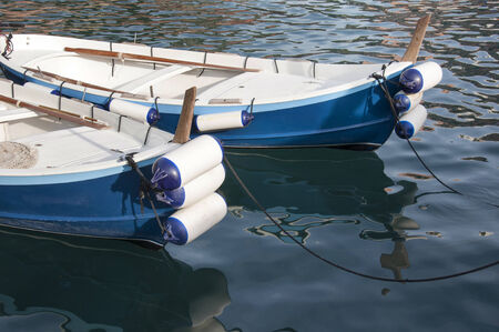 Fishing boats in Mediterranean seaの写真素材