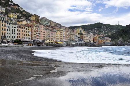 View of Camogli: a small Italian fishing village and tourist resortの写真素材