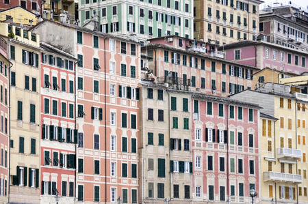 historic buildings in Camogli, Genoa, Italyの写真素材