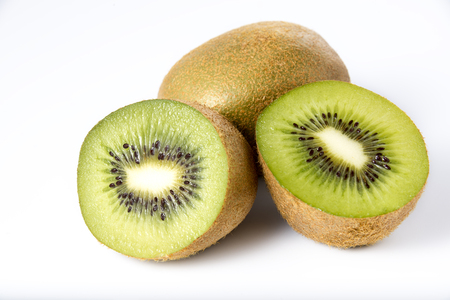 kiwi fruit on white backgroundの写真素材