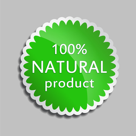 Green sticker Natural product. Vector Natural product icon for packaging design, web-design, advertising booklets, Bio logo creation, natural product design. Organic natural cosmetic and food label.のイラスト素材