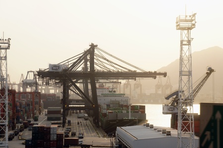 Mar 25, 2012 - Kowloon -Lantau Island, Hong Kong. Port of Hong Kong over sunset landscape