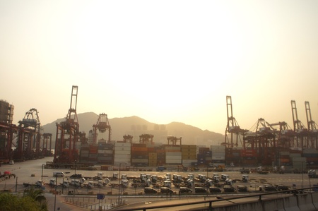 Mar 25, 2012 - Kowloon -Lantau Island, Hong Kong. Port of Hong Kong over sunset landscape