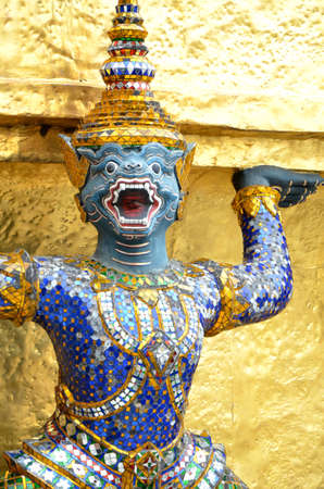 Giant Buddha at Temple of the Emerald Buddha  Wat Phra Kaew , Bangkokの写真素材