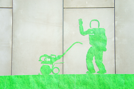 Bangkok, Thailand - January 21, 2012  Asimo at Honda pavilion wall, Thailand BOI Fair 2011 on 21 January 2012 at Muangthong Thani, Thailandのeditorial素材