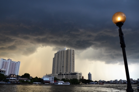 BANGKOK, THAILAND - JUN 8  A couple of thunderstorms on 8 June 2013 at Baan Chaopraya, Bangkok,Thailandのeditorial素材