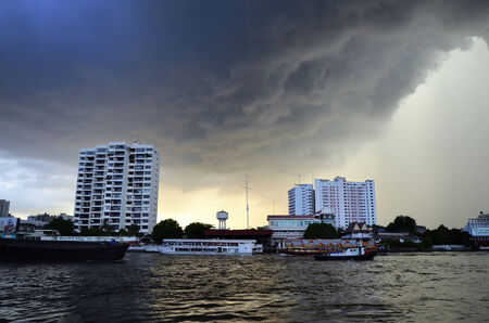 BANGKOK, THAILAND - JUN 8  A couple of thunderstorms on 8 June 2013 at Baan Chaopraya, Bangkok,Thailandのeditorial素材