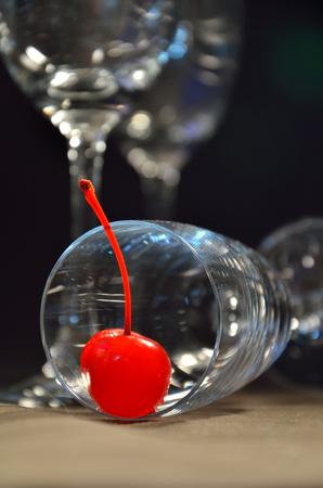 Cherry with glassの写真素材