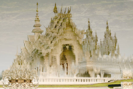 Famous Wat Rong Khun Buddhist temple in Chiang Rai, Thailand  の写真素材