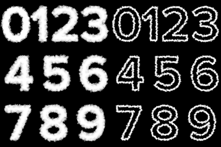 Isolated Numbers made from clouds on a black の写真素材