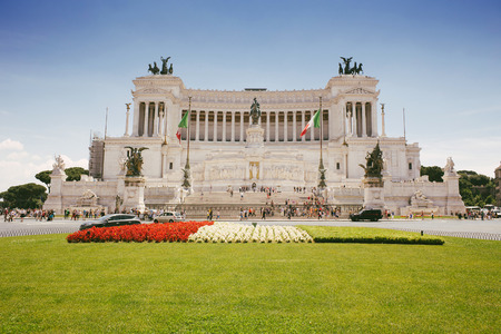 Vittorio Emanuele monument during sunny day in the city of Rome, Italy のeditorial素材