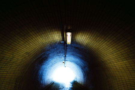 Blue Light at the End of a Tunnelの写真素材