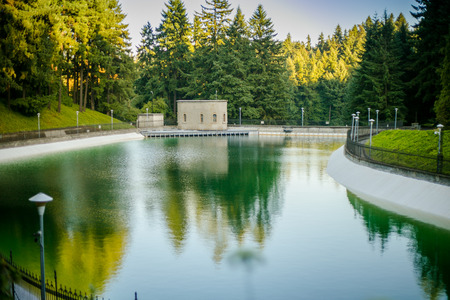 Drinking Water Reservoirs at Washington Park in Portland, Oregon, USAの写真素材