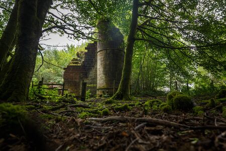 Craigend Castle - main house ruins in Mugdock Country Park, Milngavie, Mugdock, Glassgow, Scotland, UKの写真素材