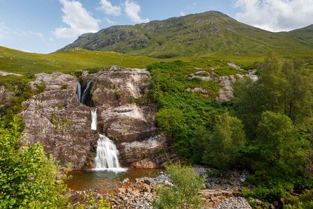 Glencoe Waterfall - The meeting of three waters in Scotlandâs highlands, UKの写真素材