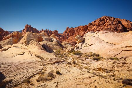 Fire Canyon in the Valley of Fire State Park, in Nevada, USAの写真素材