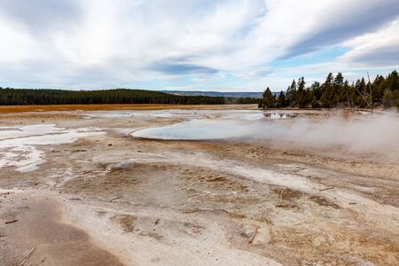 Fountain Paint Pot path in Yellowstone National Park, Wyoming, USAの写真素材