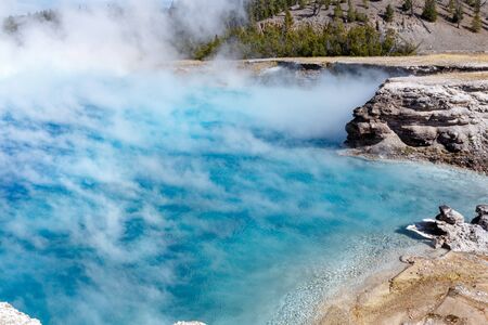 Detail of Excelsior Geyser Crater, Yellowstone National Park, Wyoming, USAの写真素材