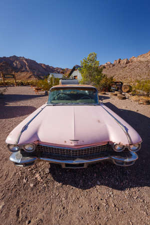 Nelson Ghost Town, Nevada, USA - 4 October, 2019: Abandoned Cadillac in Nelson Ghost Town, Nelson Cutoff Rd, Searchlight, Nevada, USAのeditorial素材