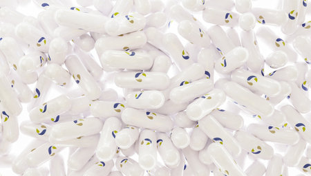 Prague, Czech Republic - January 2, 2022: Sanofi Oral Treatment Pills Abstract 3D Product Visualization Renderのeditorial素材