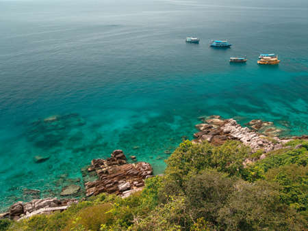 Pleasure boats near the coast. Koh Tao. Seascapeの写真素材