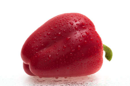 Fresh Sweet Pepper with Water drops. fruits after rain.