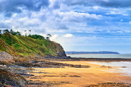 Desolated atlantic beach in Normandy by Granville, Franceの写真素材