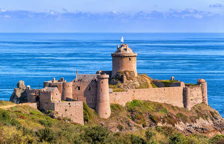 Fort La Latte castle, overlooking atlantic ocean on Cote de Granite Rose, Brittany, Franceのeditorial素材