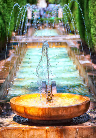 Fountain in the oriental palace garden of Palma de Majorca, Spainのeditorial素材