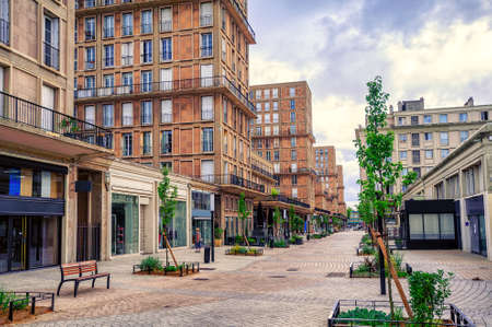 Modern houses in the city center of Le Havre, the french town rebuild after being totally destroyed in the Wold War II, Normandy, Franceのeditorial素材