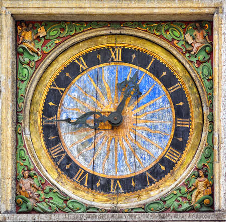 The medieval clock of the Holy Spirit Church, Tallinn, Estoniaの写真素材