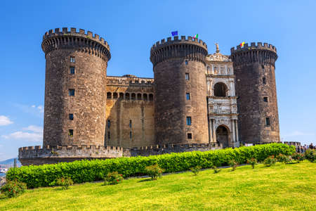 Castel Nuovo or Maschio Angioino, a medieval castle in central Naples, Campania, Italy, is a main architectural landmark of the cityのeditorial素材