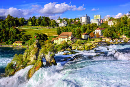 Rhine Falls in Schaffhausen, Switzerland, is the largest waterfall in Europeの写真素材