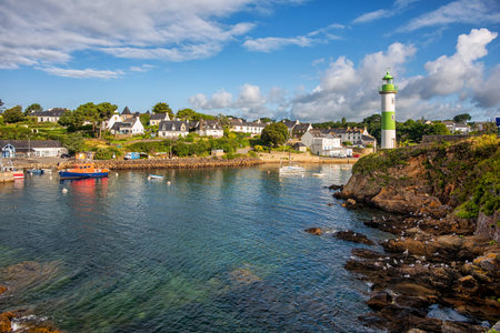 Picturesque Doelan port in Clohars-Carnoet is a popular tourist destination in Quimperle, atlantic coast of south Brittany, Franceのeditorial素材