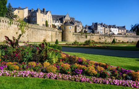 Historical walled Old town of Vannes, Brittany, Franceのeditorial素材