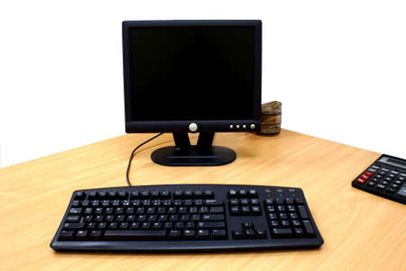 Black Office Desktop Computer - Isoletedの写真素材