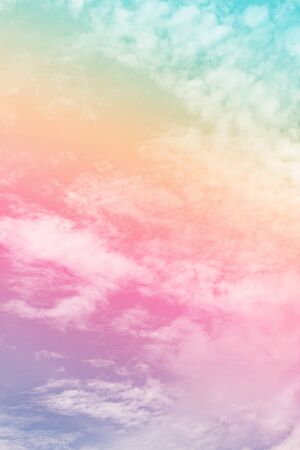Sun and cloud background with a pastel coloredの写真素材