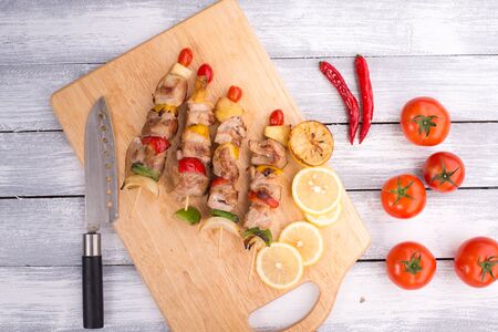 barbecue on woodの写真素材