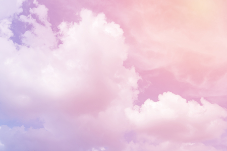 Sun and cloud background with a pastel coloredの写真素材