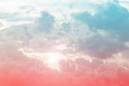 Sun and cloud background with a pastel coloredの写真素材