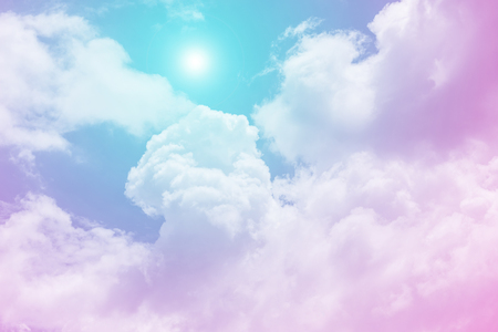 Sun and cloud background with a pastel coloredの写真素材