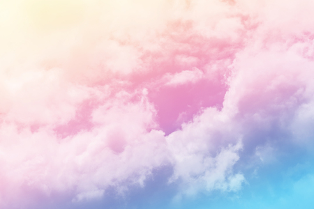 Sun and cloud background with a pastel coloredの写真素材