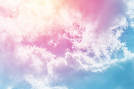 Sun and cloud background with a pastel coloredの写真素材