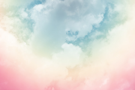 Sun and cloud background with a pastel coloredの写真素材
