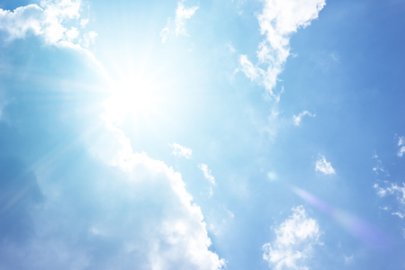 Sun and cloud background with a pastel coloredの写真素材