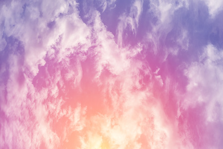Sun and cloud background with a pastel coloredの写真素材