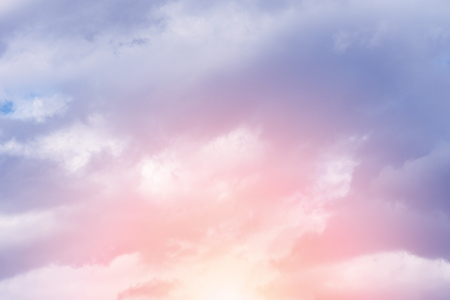 Sun and cloud background with a pastel coloredの写真素材