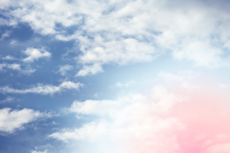 Sun and cloud background with a pastel coloredの写真素材
