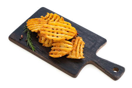 Circle French Fries on isolated white backgroundの写真素材