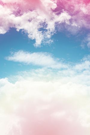 Sun and cloud background with a pastel coloredの写真素材